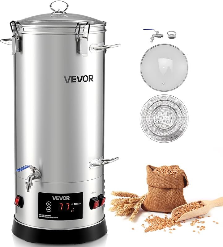 VEVOR 8 Gal 1500W All-in-One Home Beer Brewing Kit, 304 Stainless Stee