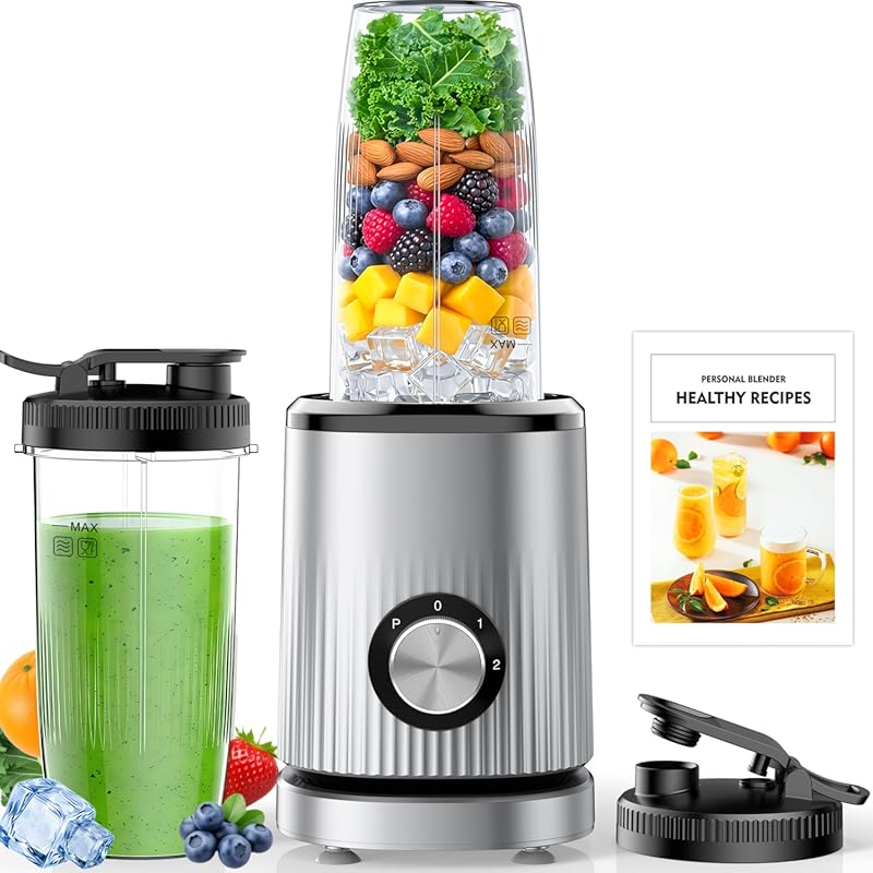 Portable Personal Blender for Smoothies, Shakes & Juices, Two 24oz Cup