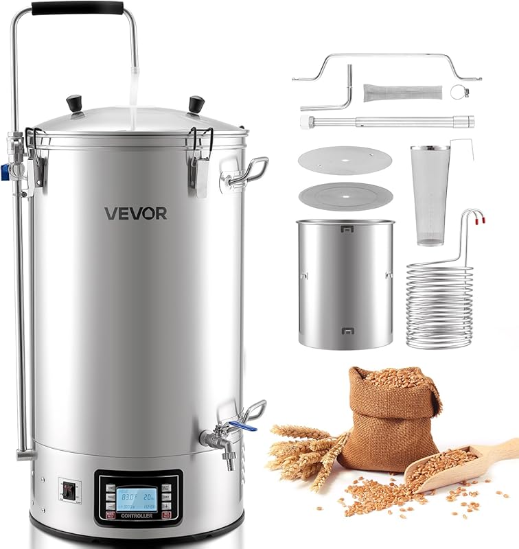 VEVOR 16 Gal 3000W All-in-One Home Beer Brewing Kit with Wort Chiller 