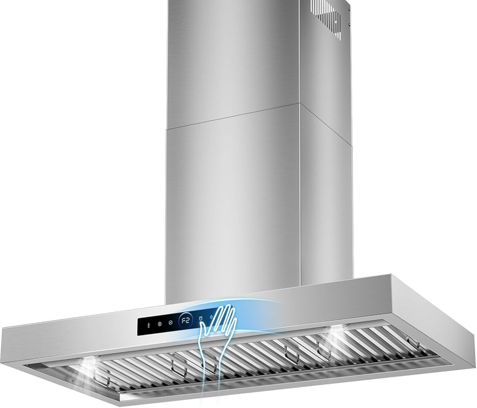 36" Wall Mount Range Hood, 1200 CFM, Gesture & Touch Control, Stainles