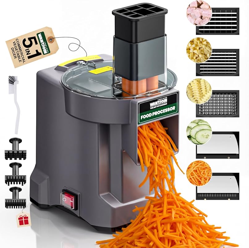 WantJoin 5-in-1 Electric Commercial Food Processor, Multifunctional Ve