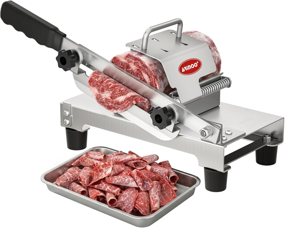 Stainless Steel Manual Frozen Meat Slicer for Beef Mutton, Bacon, Saus