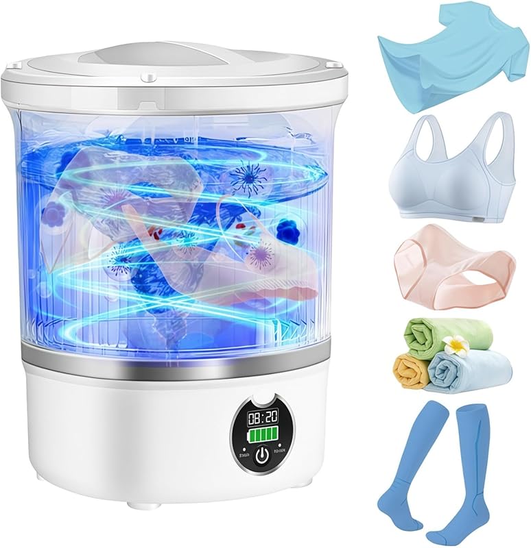 Portable Mini Washing Machine, 3L Underwear Washer with Blue Light for