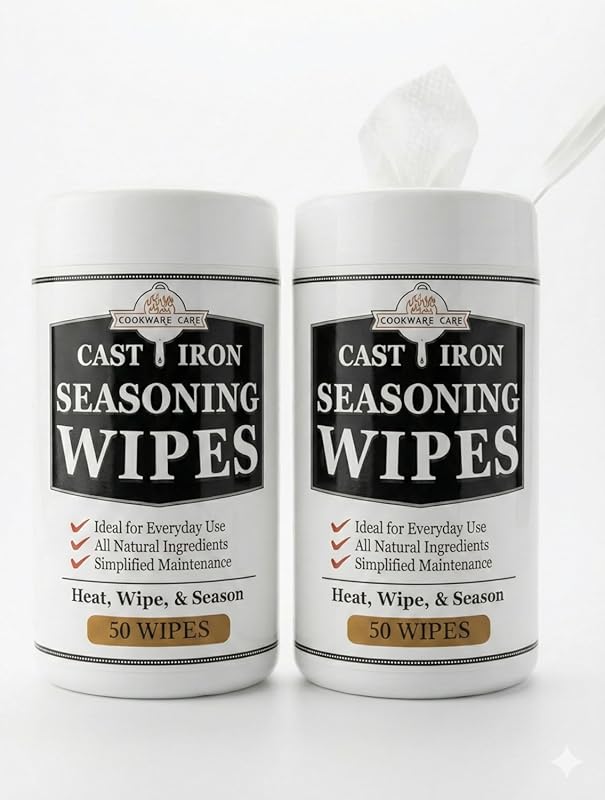 Cookware Care Cast Iron Seasoning Wipes, 100 Count (2 Pack) USA Grapes