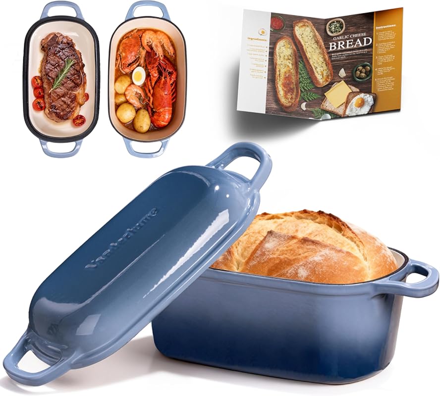 Enameled Cast Iron 4.6-Quart Oval 2-in-1 Dutch Oven with Lid for Sourd