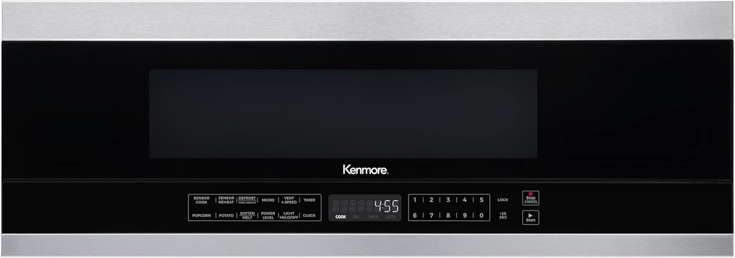 Kenmore Low Profile Over The Range Microwave Hood, Steam & Sensor Cook