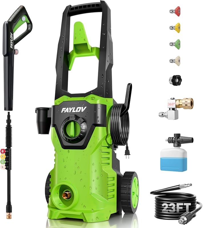 Portable Pressure Washer, Upgraded Power Washer with 360° Nozzle, Foam