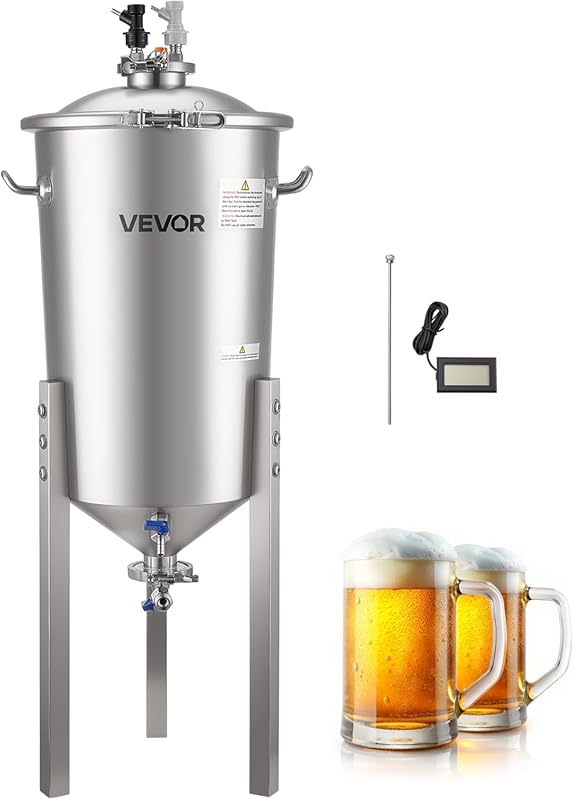 VEVOR 8 Gal 15 PSI Stainless Steel Conical Pressure Fermenter for Wine