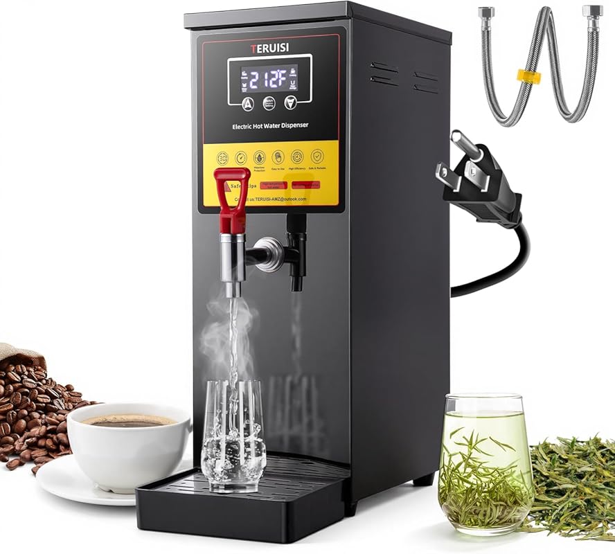 Commercial 1600W Electric Countertop Hot Water Dispenser, 8L Stainless