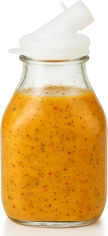 kitchentoolz 16oz Glass Salad Dressing Shaker Bottle Dispenser with Ta