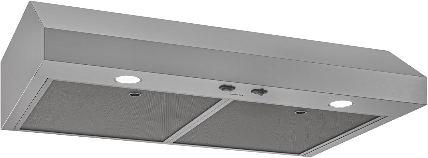 Broan-NuTone Luxury Modern 36-inch Stainless Steel Range Hood, 350 CFM