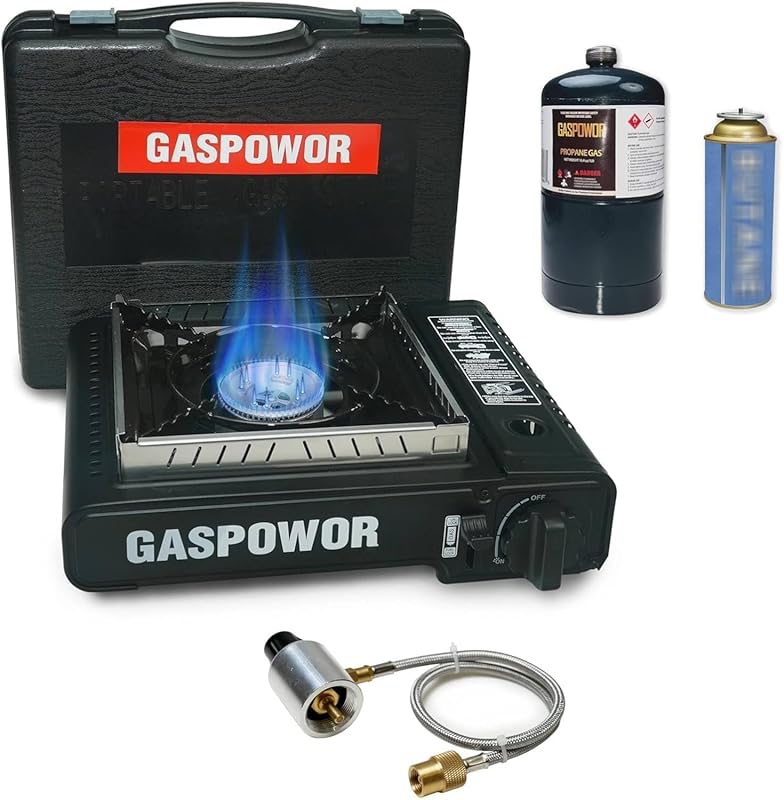 Dual Fuel Portable Camping Stove: 10,000 BTU Butane/Propane with Windb