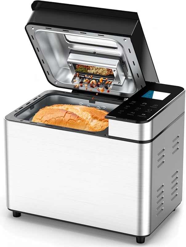 MERIOR 25-in-1 Automatic Bread Maker, 2LB, Visible Lid, Auto Nut Dispe