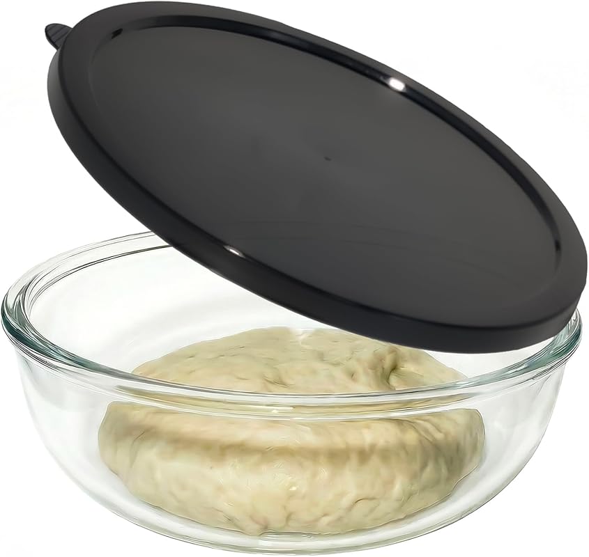 Large 6.2 Qt Clear Glass Mixing Bowl with Lid for Sourdough, Baking & 