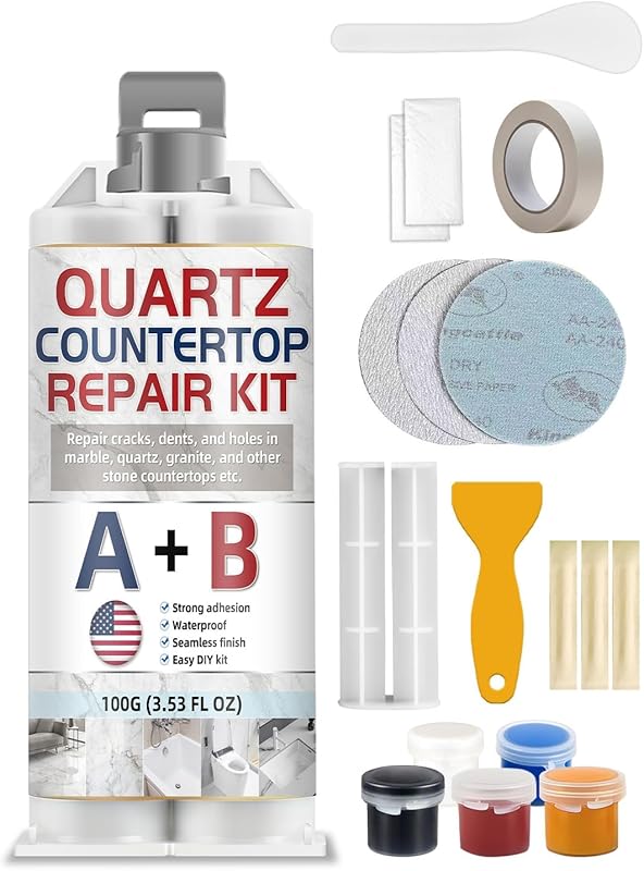 Quartz & Marble Countertop Repair Kit - Strong Bond, Seamless Finish f