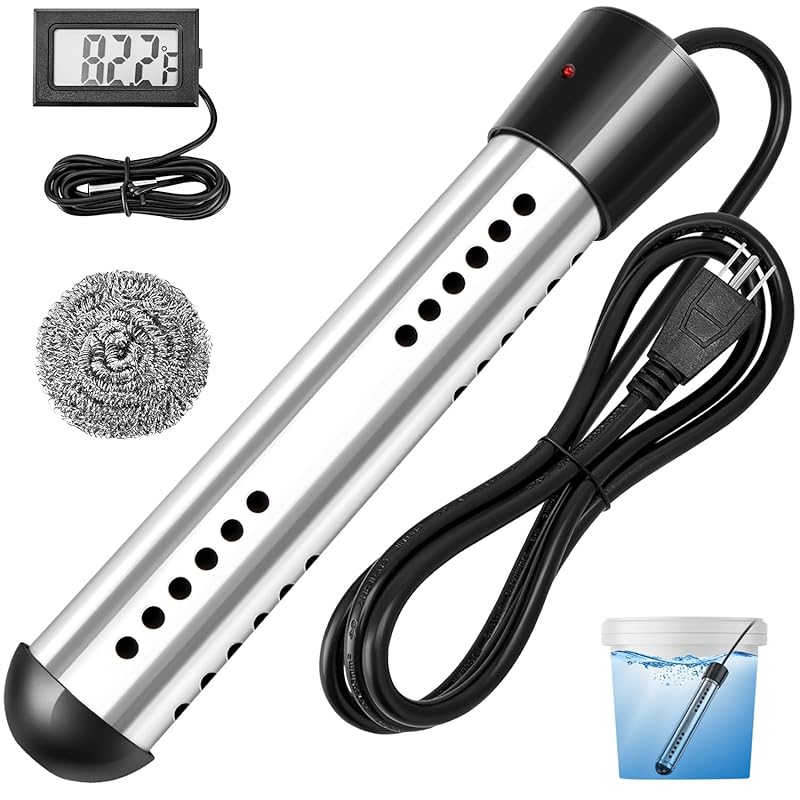 2000W Portable Electric Immersion Water Heater with LCD Thermometer an