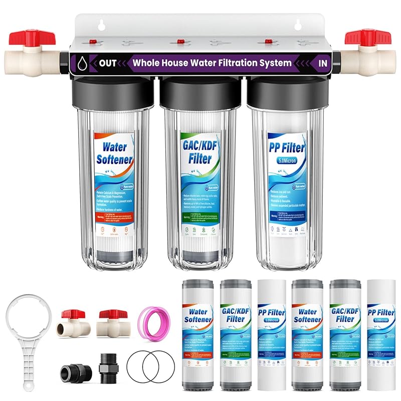 Whole House 3-Stage Water Filter Softener System Reduces Lead, Iron, C