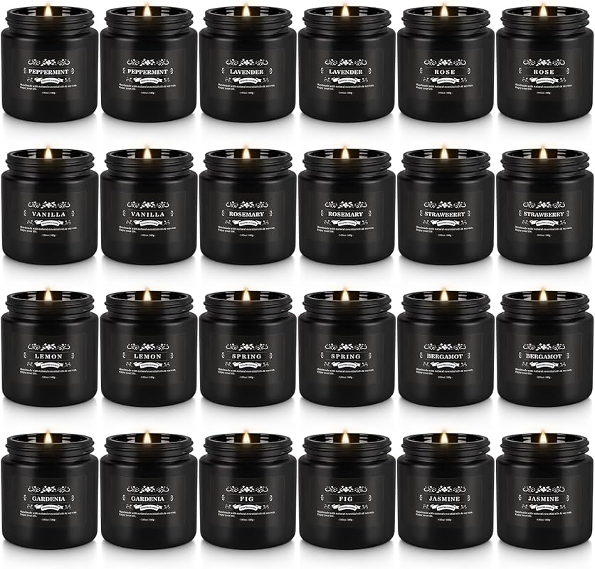 24 Pack Black Scented Soy Wax Candles