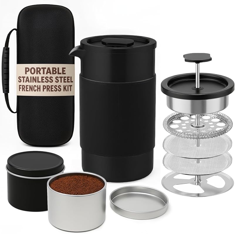 Portable 12oz Double Wall Insulated Travel French Press Coffee Maker S