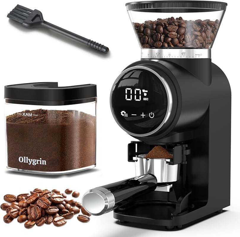 Electric Conical Burr Grinder, Adjustable Touchscreen Mill for Home, 1