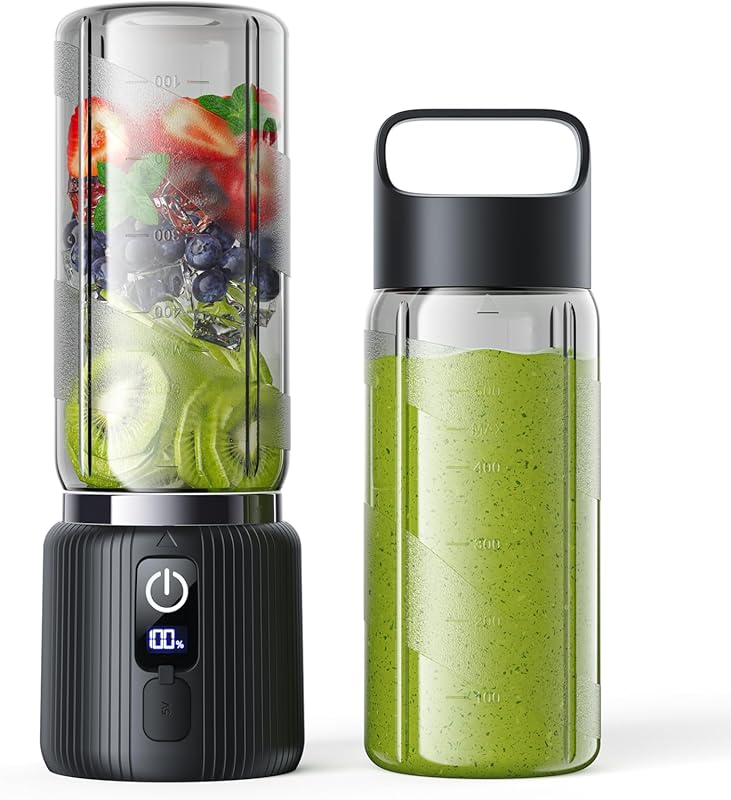 COKUNST Portable Personal Blender, USB-C Rechargeable, 8 Blades, LED D