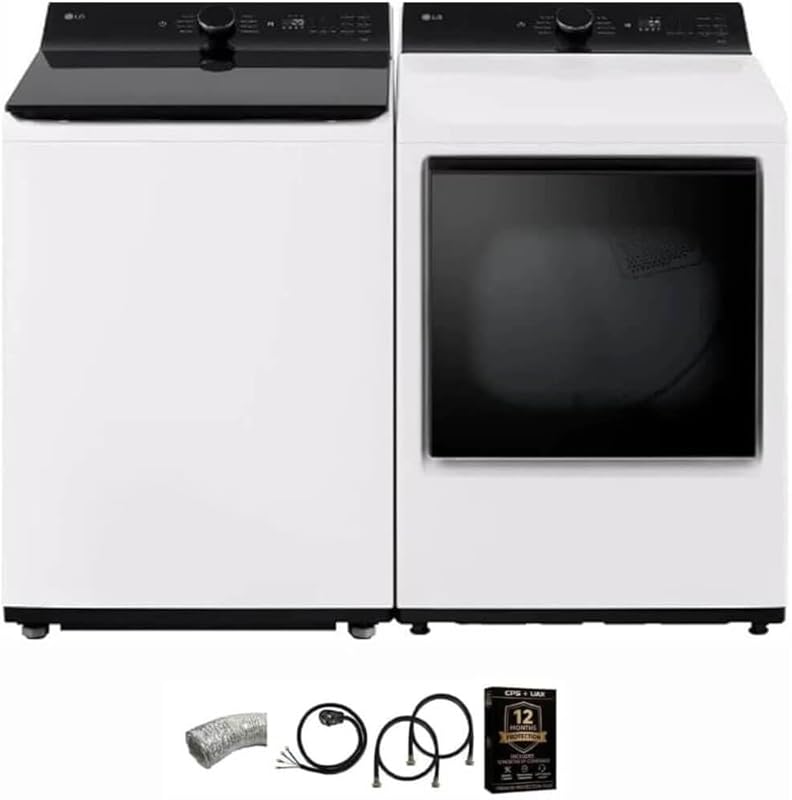 LG WT8400CWPRK1 Mega Capacity Top Load Washer Dryer Pair, Matte Black