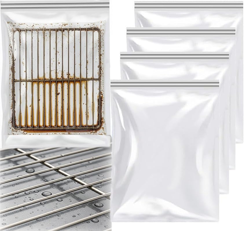 2026 No-Scrub Reusable Oven Rack Cleaning Bags (4-Pack), Leak-Proof, E