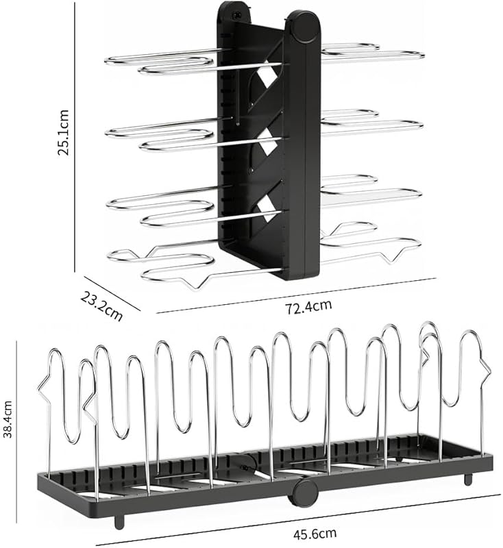 8-Tier Adjustable Heavy-Duty Pots and Pans Organizer Under Cabinet Kit