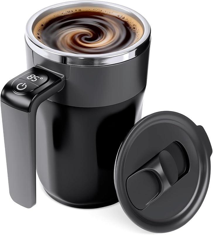 Rechargeable Stainless Steel Self Stirring Coffee Mug with Temperature