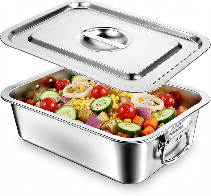 14x10.6 Inch Stainless Steel Nonstick Lasagna Pan, 4-Inch Deep, 7.4QT,