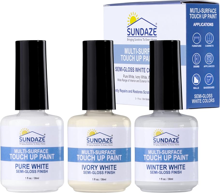 Sundaze Semi-Gloss White Touch-Up Paint Pen Kit – 3 Shades for Walls, 