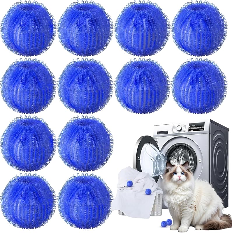 Reusable Pet Hair Remover (12-Pack) for Laundry - Dog & Cat Fur, Lint 