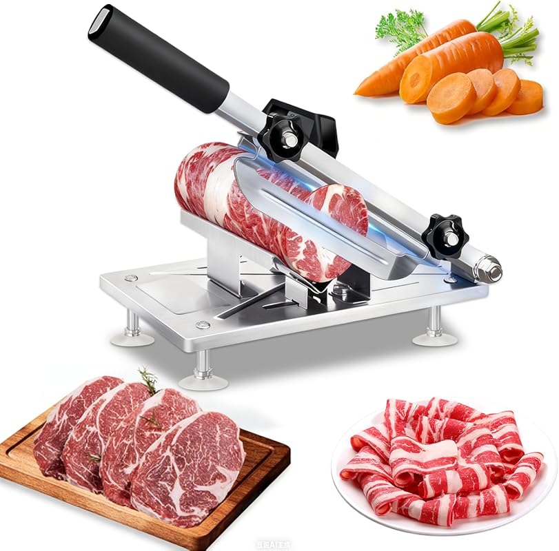 Upgraded Stainless Steel Manual Frozen Meat Slicer for Beef Mutton Por