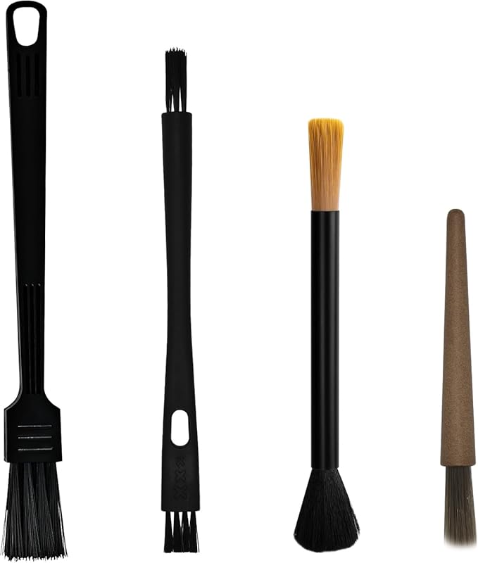 4Pcs Coffee Grinder Cleaning Brush Set with Natural Bristles & Wood Ha