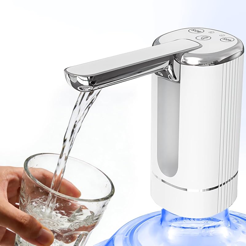 USB-C Rechargeable 5 Gallon Water Dispenser Pump, Foldable Spout, One-