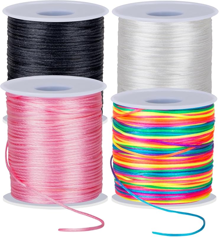 4 Pack 1.5mm Nylon String, 440 Yards Durable Cord for Jewelry Making, 