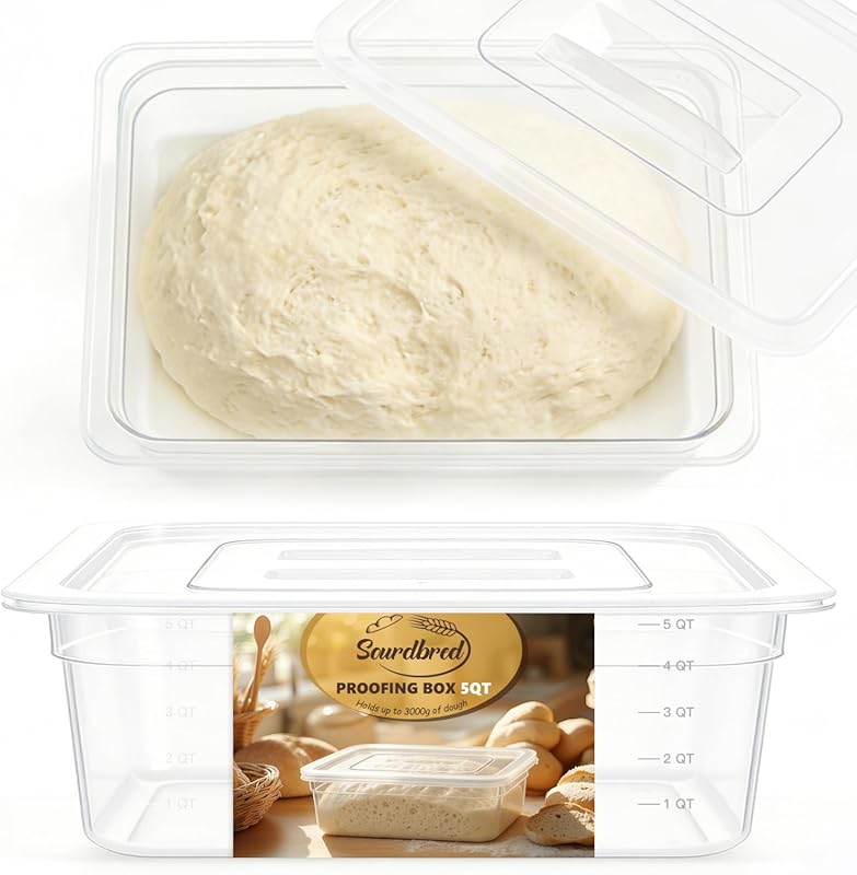 5QT Large Dough Proofing Container with Lid, BPA-Free, Stackable Tray 