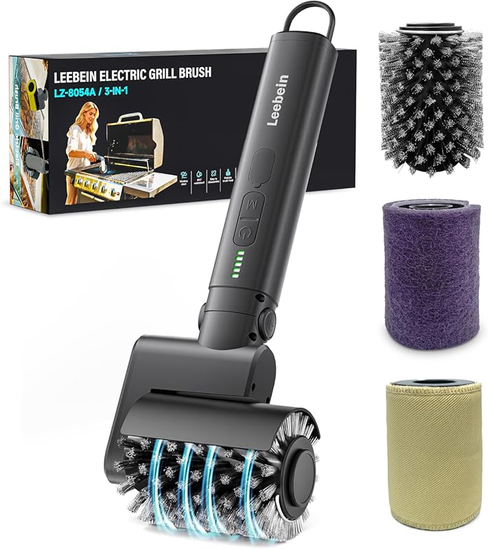 Leebein Electric Cordless Rotary Grill Brush: 2026 Upgraded with 3 Hea