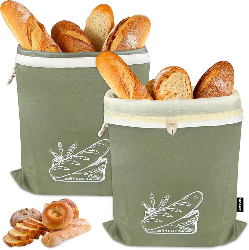2 Pack Washable Cotton Canvas Sourdough Bread Bags, Detachable Beeswax
