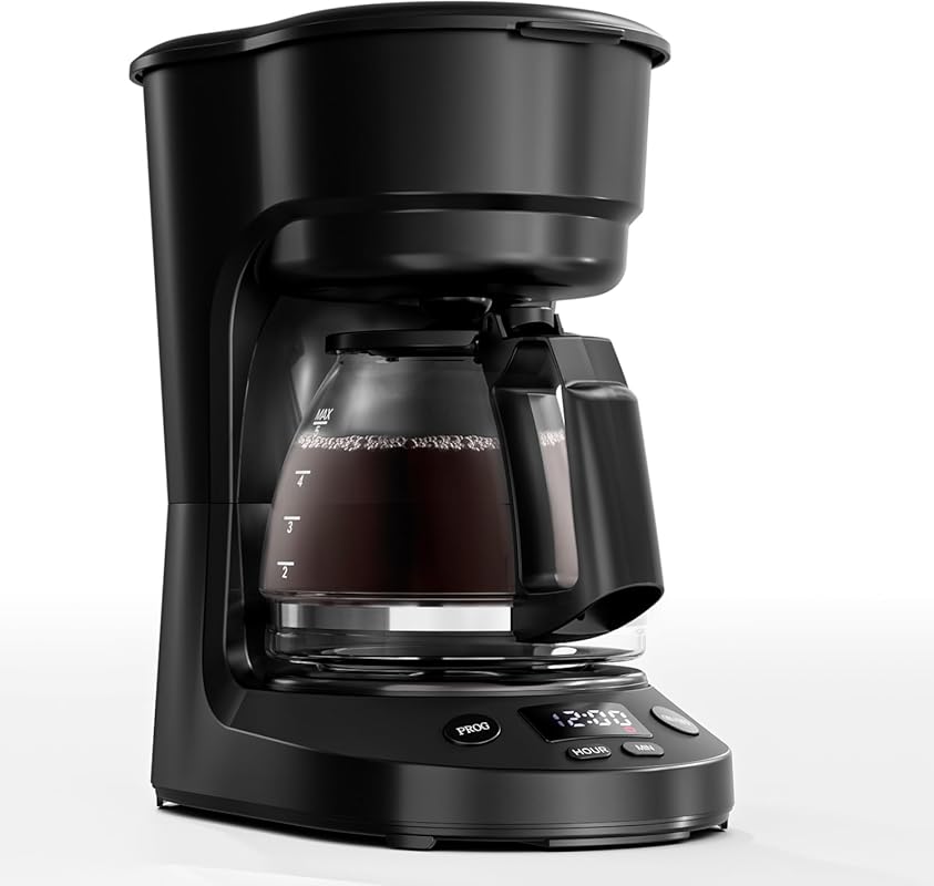WAA 5-Cup Programmable Drip Coffee Maker, Portable, Hot Plate, Reusabl