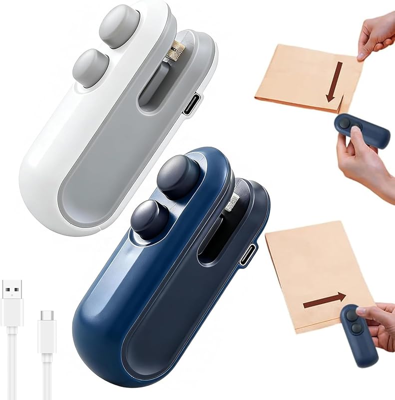 Portable USB-C Rechargeable Mini Bag Sealer 2-in-1 Cutter with Magnet 