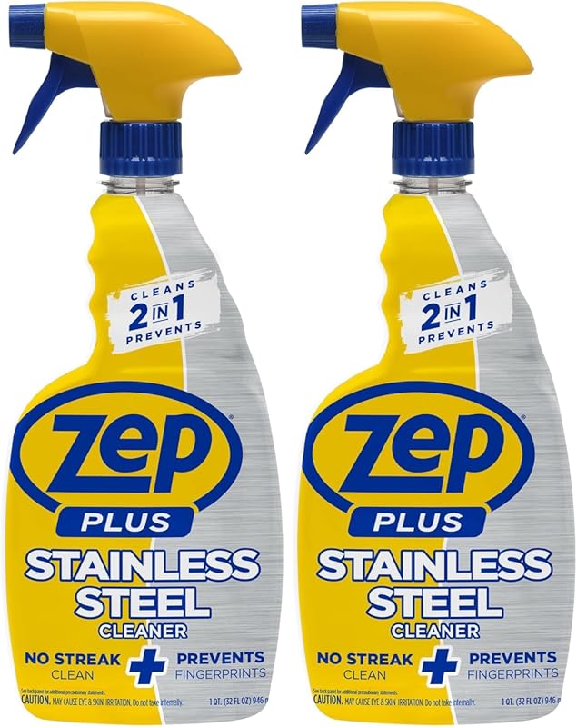 Zep Plus Stainless Steel Cleaner & Polish, 32 Fl Oz, 2-Pack