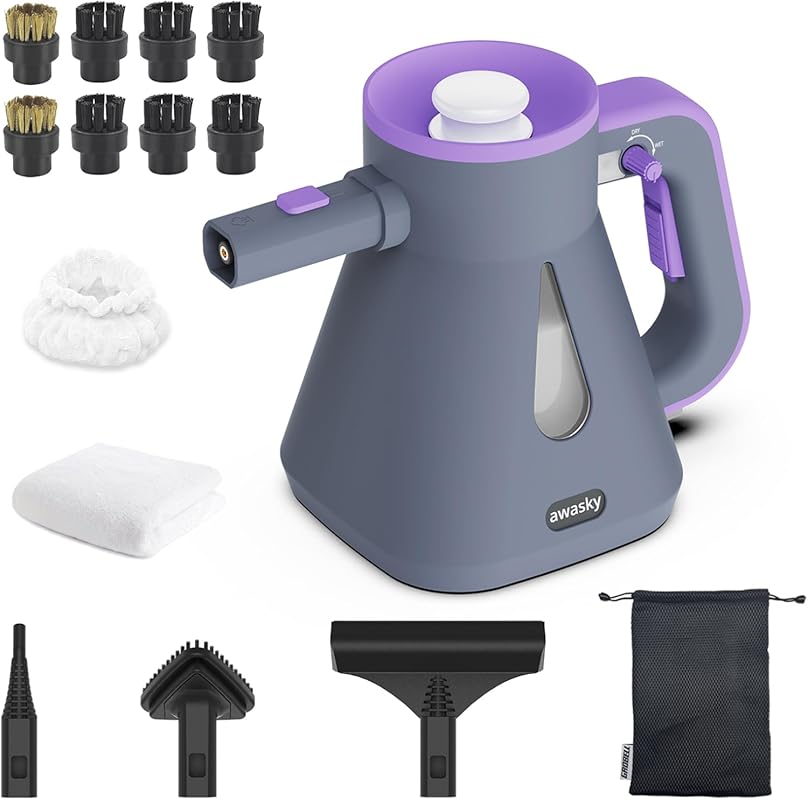 Handheld Steam Cleaner: Fast 10-Sec Heat-Up, 750ml Tank, 14 Accessorie