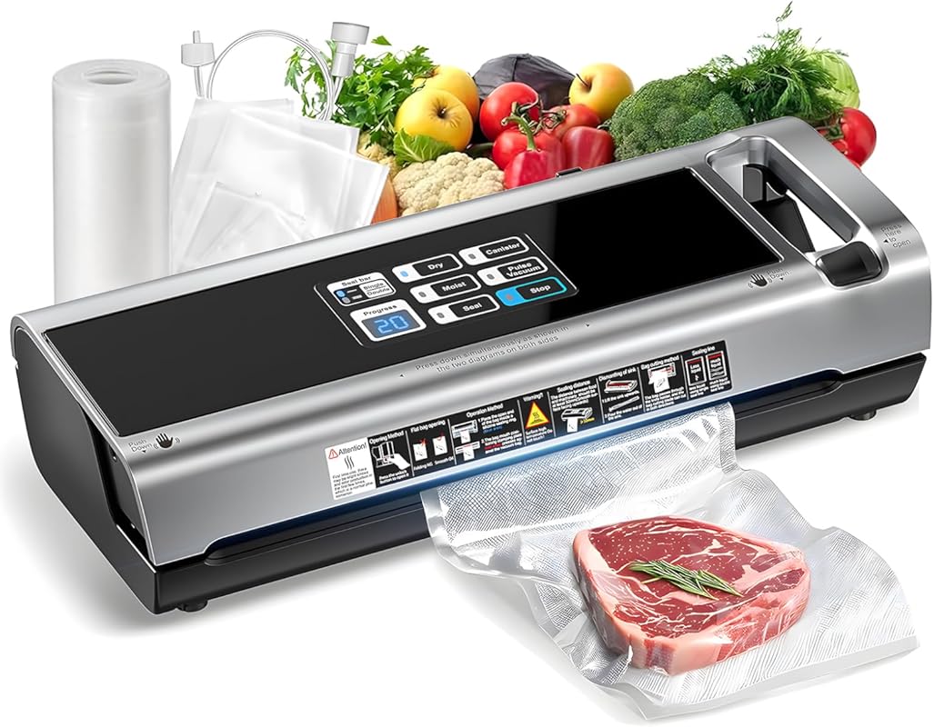 Portable 90KPa Vacuum Sealer Machine, One-Touch Lid, Detachable, Space