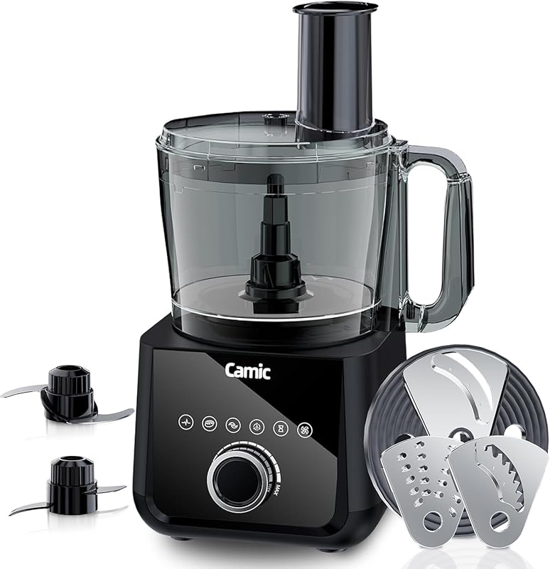 Camic 600W Food Processor with 6 Presets for Chopping, Shredding, Slic