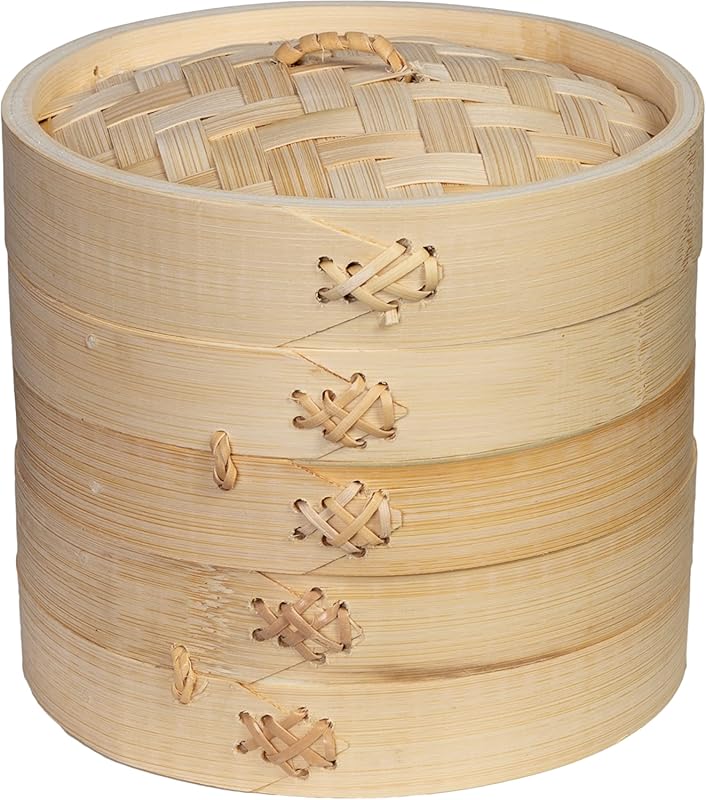 Joyce Chen 6-Inch 2-Tier Bamboo Steamer Baskets for Authentic Asian Co