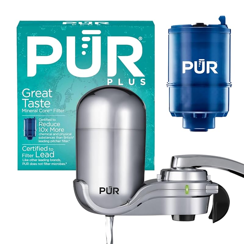 PUR PLUS Vertical Faucet Mount Water Filtration System, Lead-Reducing 