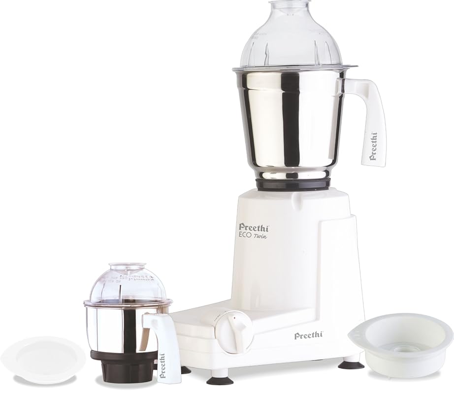 Preethi Eco Twin Jar Mixer Grinder, 550-Watt Powerful Motor for Effici