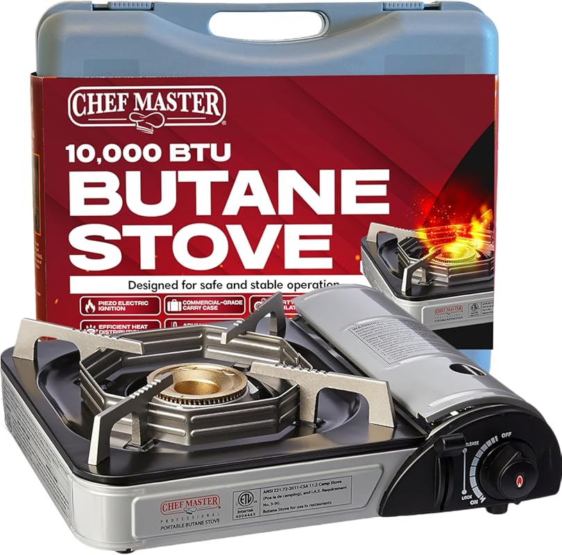 Chef-Master 90011 Butane Countertop Stove: 10,000 BTU Portable with Ca