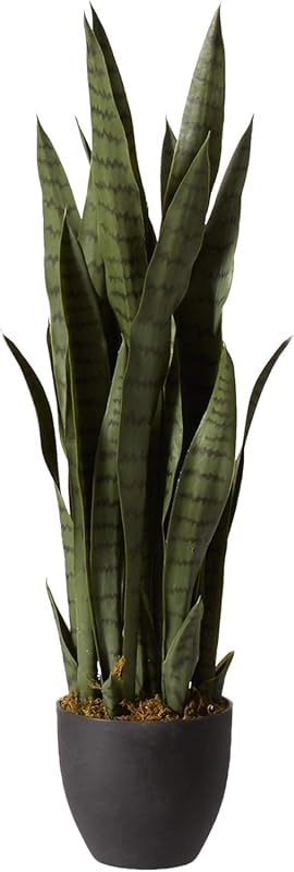 Nearly Natural 4855 35in. Green Sansevieria Artificial Plant with Blac